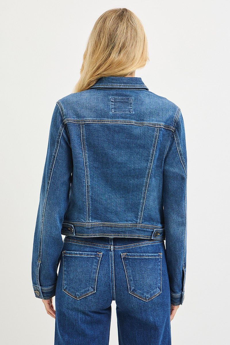 Lara Long Sleeve Denim Jacket Dark Wash