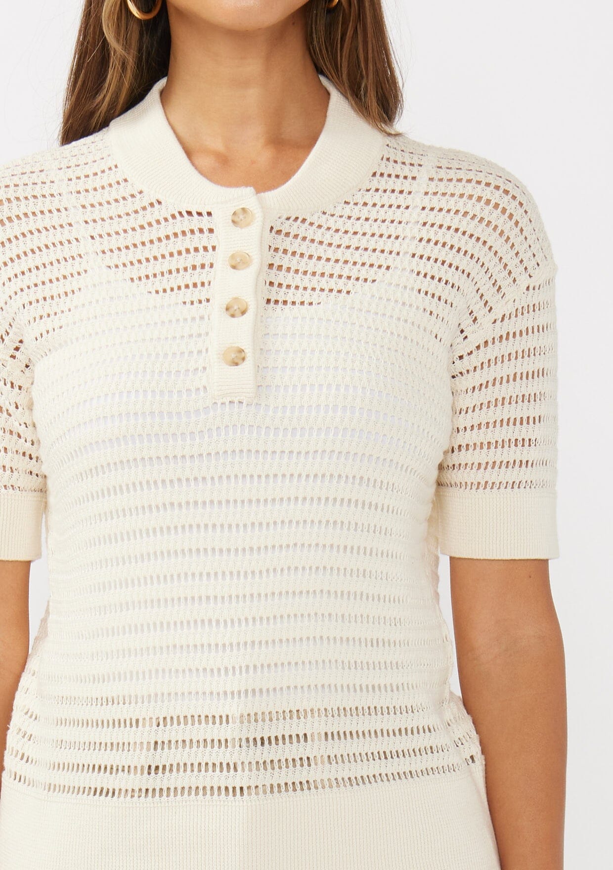 Easy Life Open Knit Henley Top