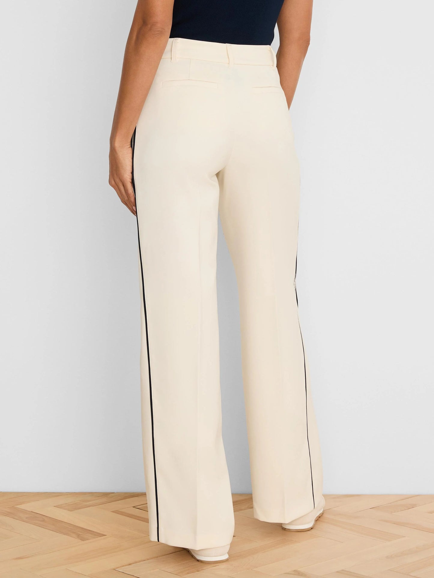 Piped Wide Leg Sleek Stretch Pant