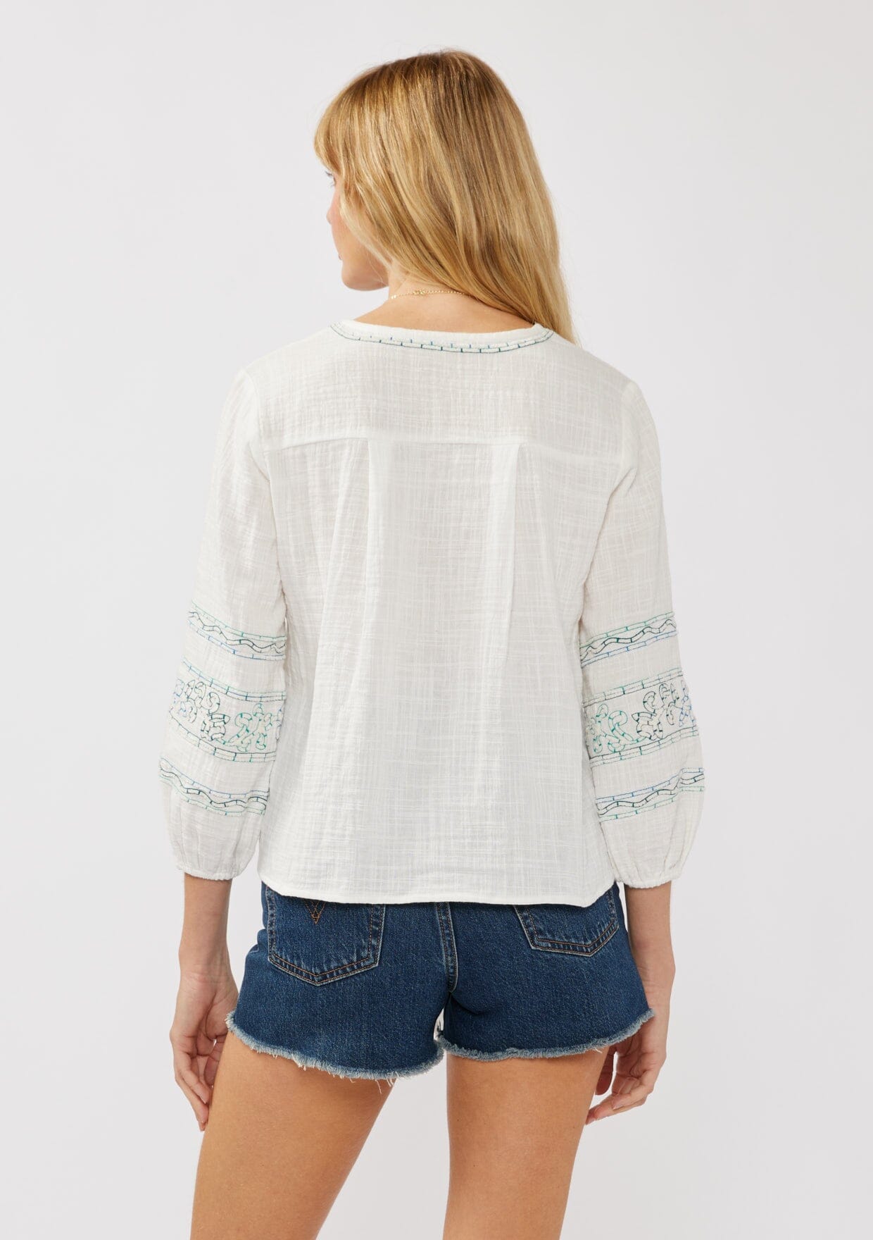 Katya Embroidered Tie Front Top