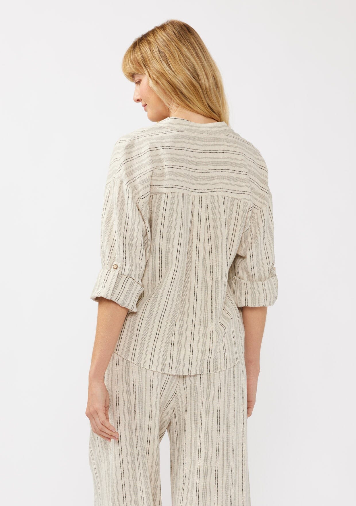Carefree Escape Twist Front Striped Shirt