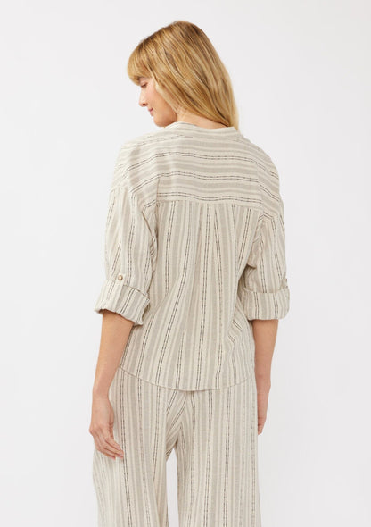 Carefree Escape Twist Front Striped Shirt