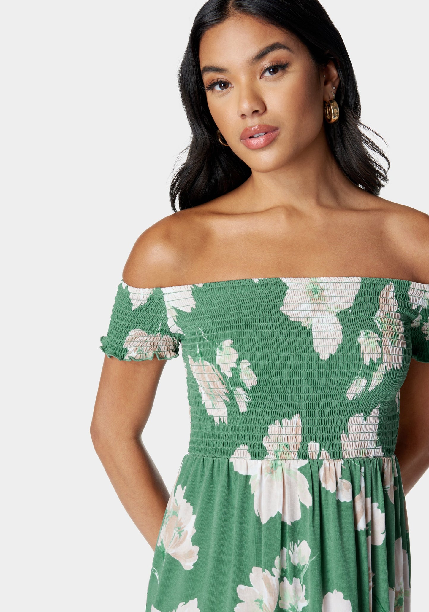 Off Shoulder Slit Maxi Dress