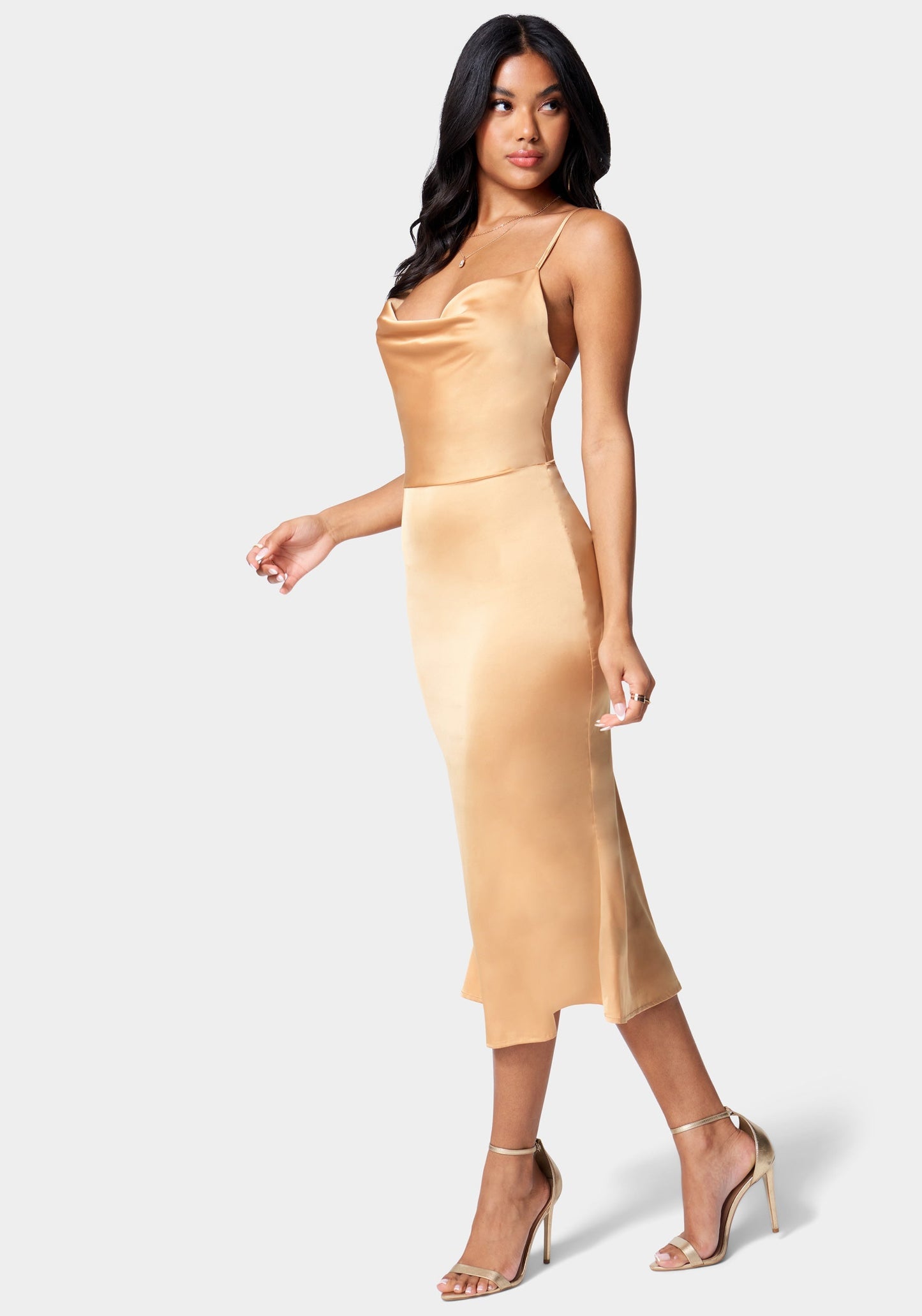 Strappy Satin Midi Dress