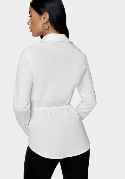 Shirt Collar Peplum Poplin Blouse