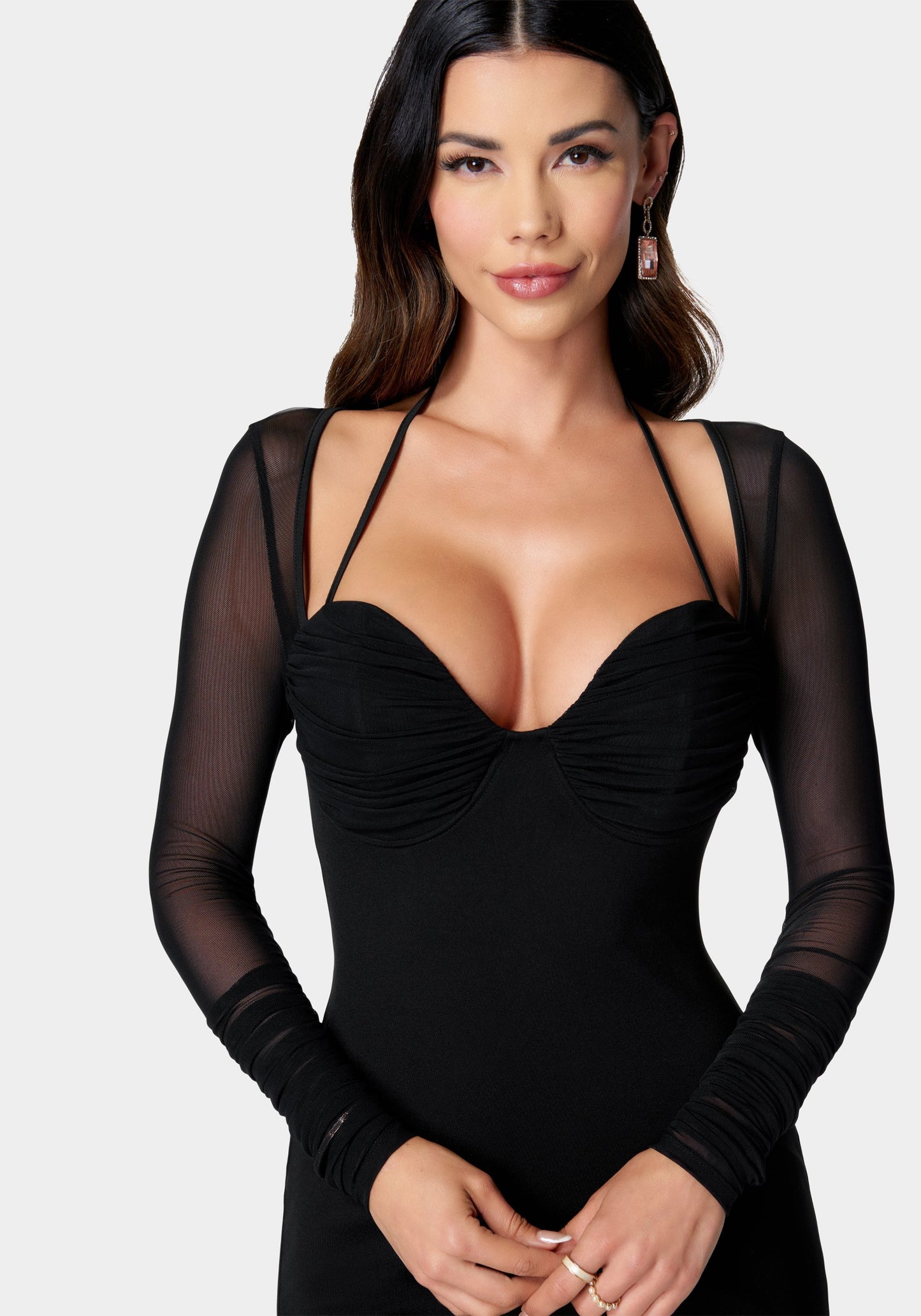 Mesh Sleeve Bustier Mini Dress
