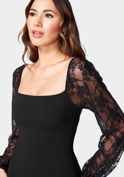 Scuba Crepe Square Neck Dress
