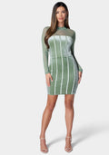 Mesh and Velvet Bodycon Dress