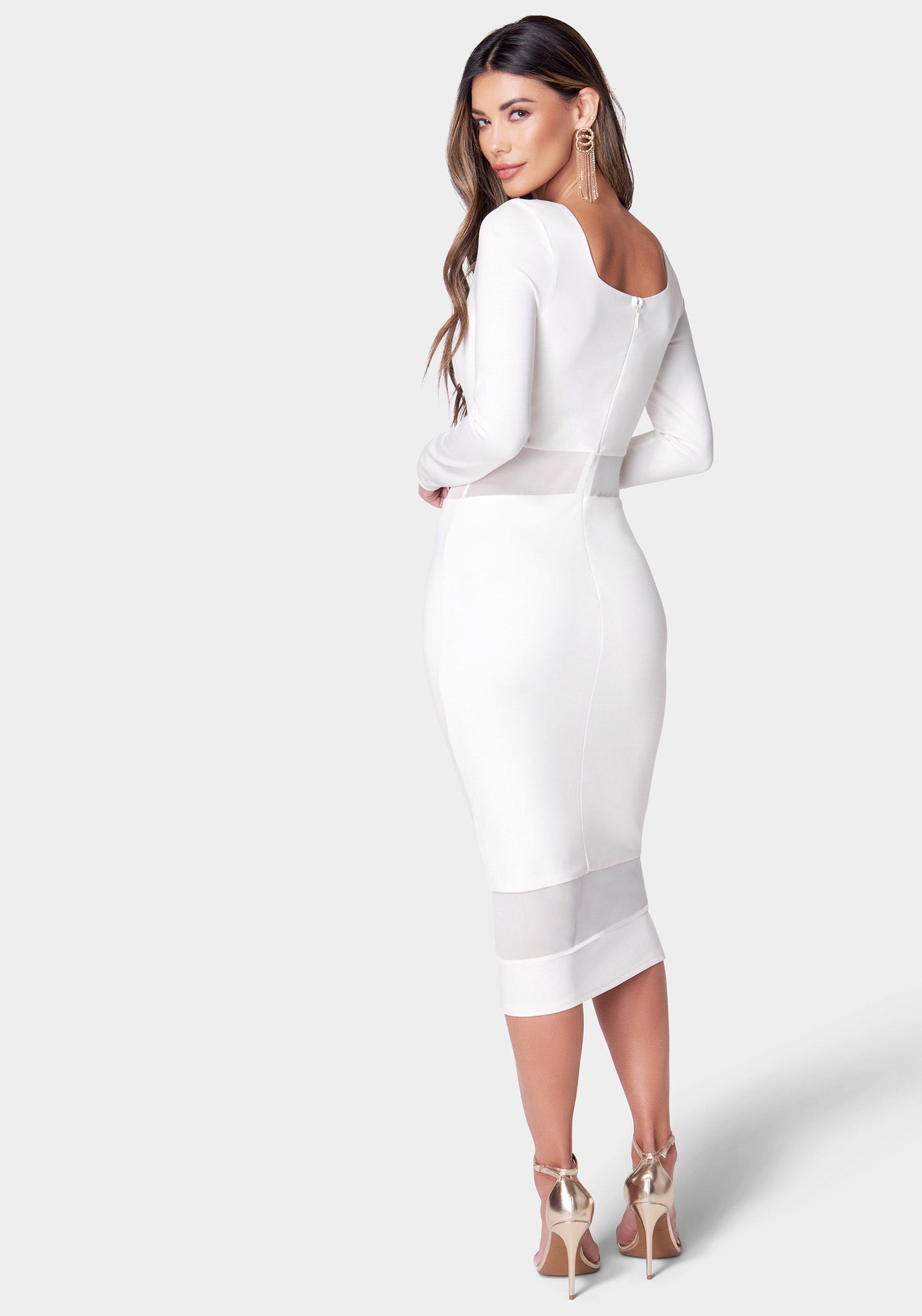 Square Neck Mesh Inset Dress