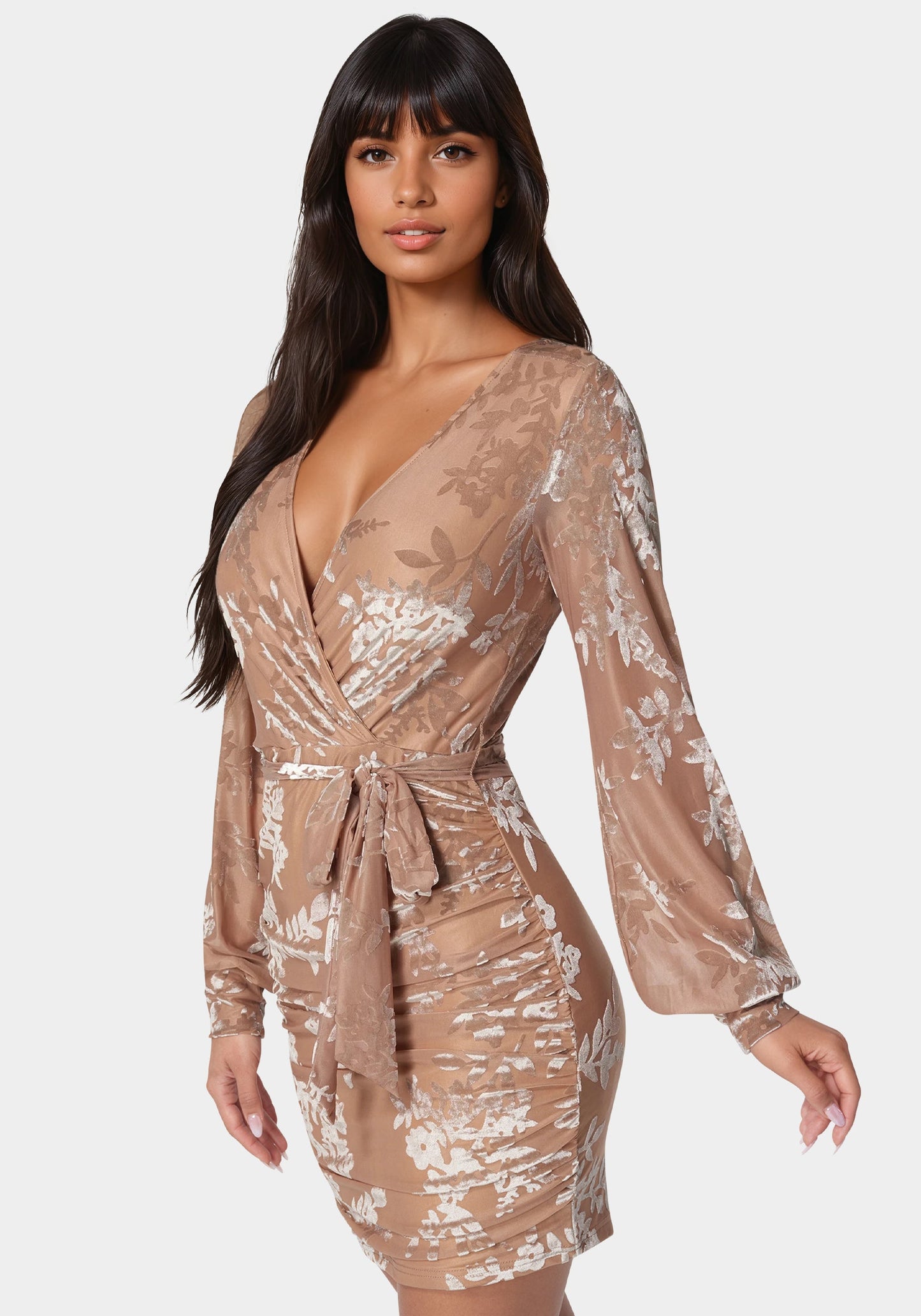 Surplice Burnout Mini Dress
