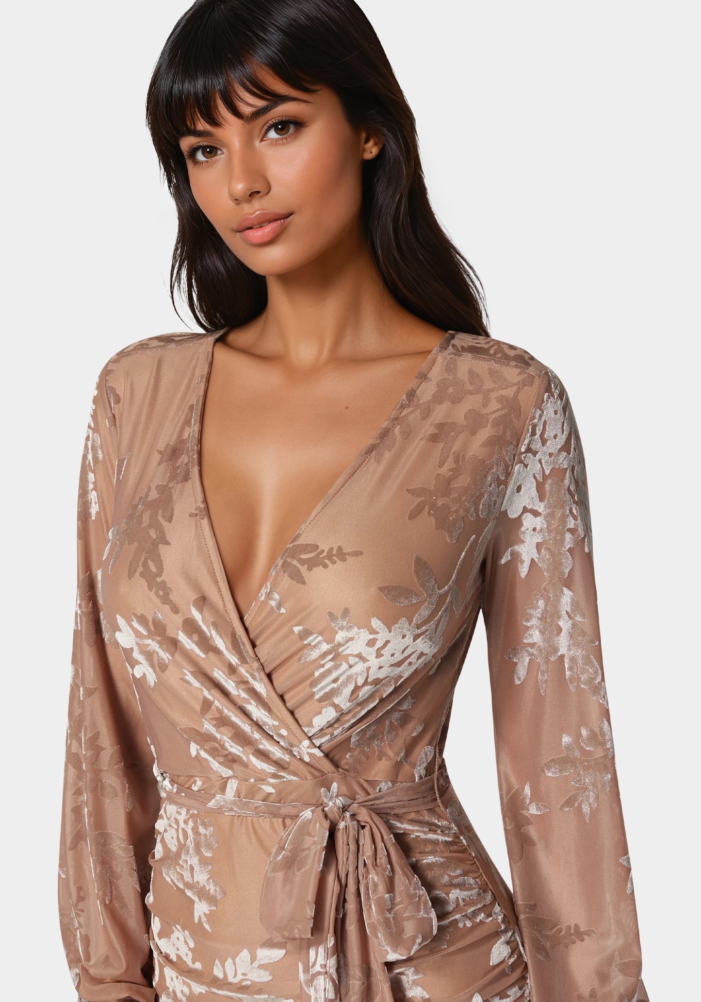 Surplice Burnout Mini Dress