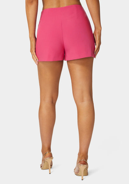 High Waist Button Detail Flared Shorts