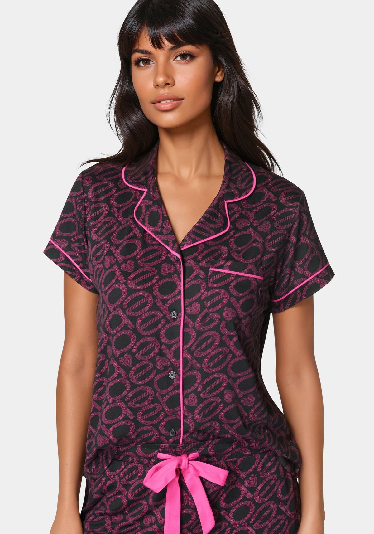 Printed Notch Collar Pant Set
