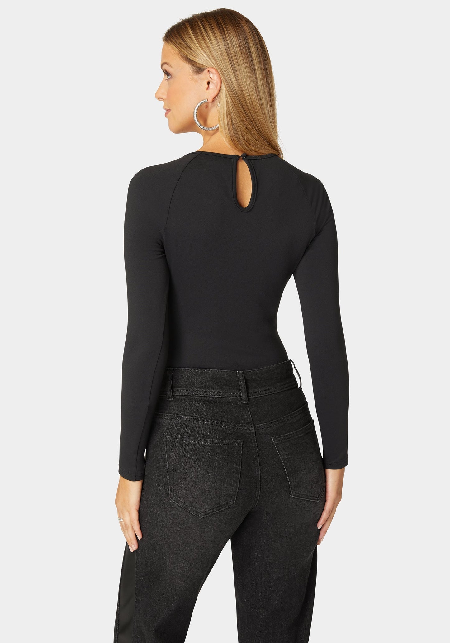 Mesh Combo Front Twist Knit Bodysuit
