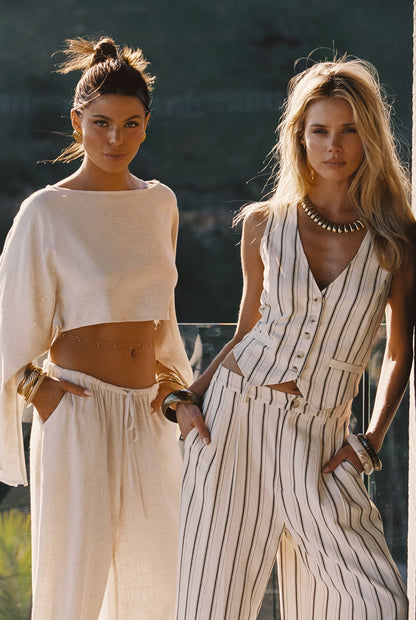 Diane White Striped Trousers