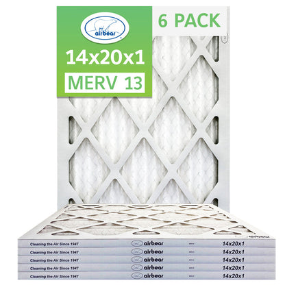 14x20x1 Air Filters Air Bear 6 pack MERV 13