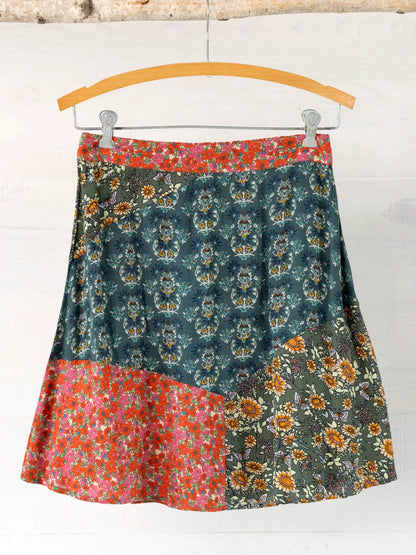 Come Together Mini Skirt - Red Teal Medallion