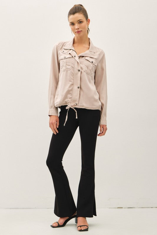 Miranda Long Sleeve Drawstring Utility Jacket Natural