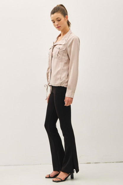Miranda Long Sleeve Drawstring Utility Jacket Natural