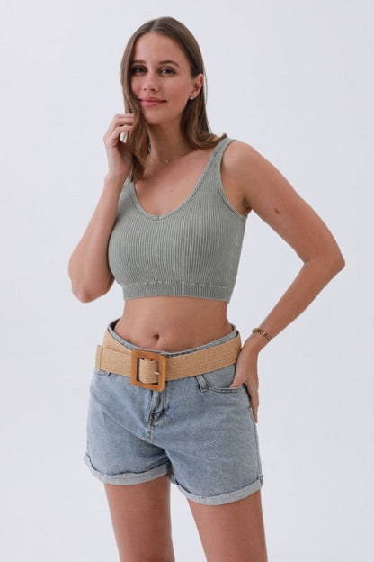 Corinne Large Wooden Rectangle Woven Belt Beige