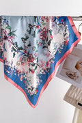 Tahlora Floral Print Square Boutique Scarf Blue Pink