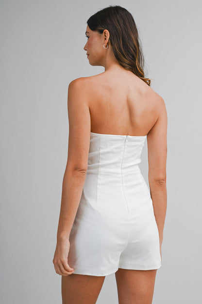 Reign Sleeveless Asymmetrical Romper White