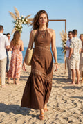 Waitlist 8/5 • Maxine Sleeveless Sun Kissed Cutwork Lace Maxi Dress Brown