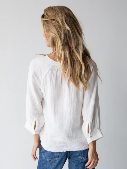 Almost Perfect Robyn Cotton Gauze Top - White