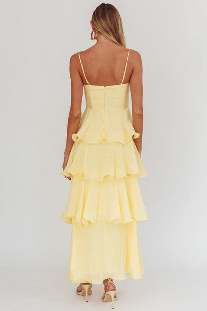 Remi Sleeveless Tiered Maxi Dress Yellow