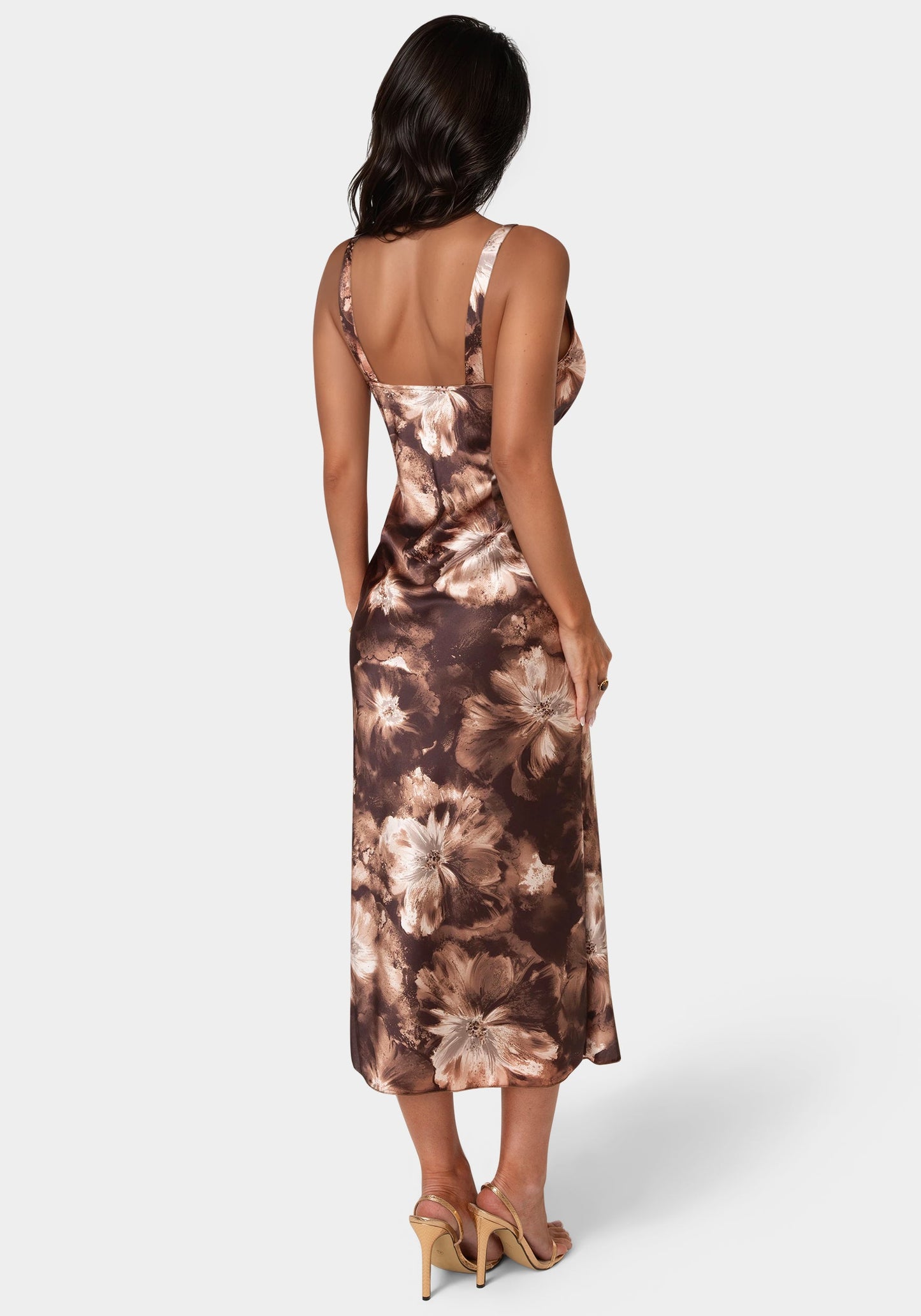 Ceycrepe Satin V-Neck Sleeveless Maxi Dress