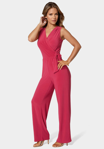 Jersey Wrap Tie Jumpsuit