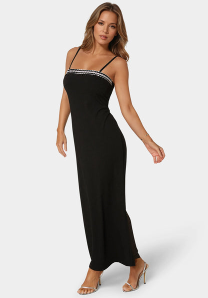 Diamond Trim Rib Maxi Dress