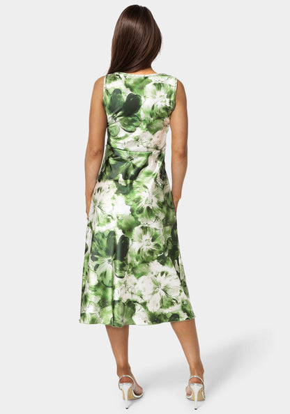 Printed Satin Cowl Maxi Dress