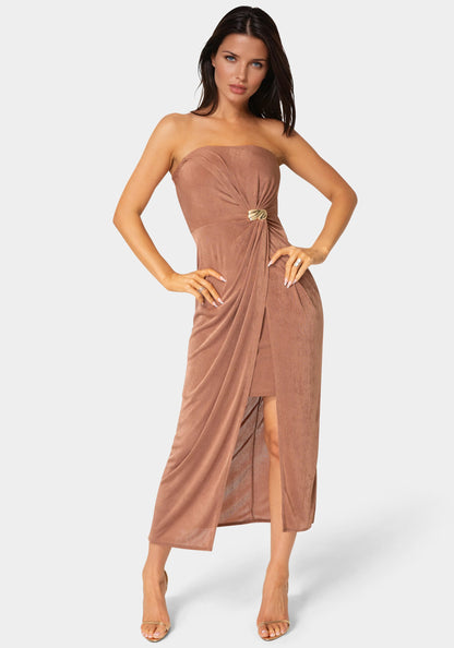 Strapless Twist Waist Maxi Dress