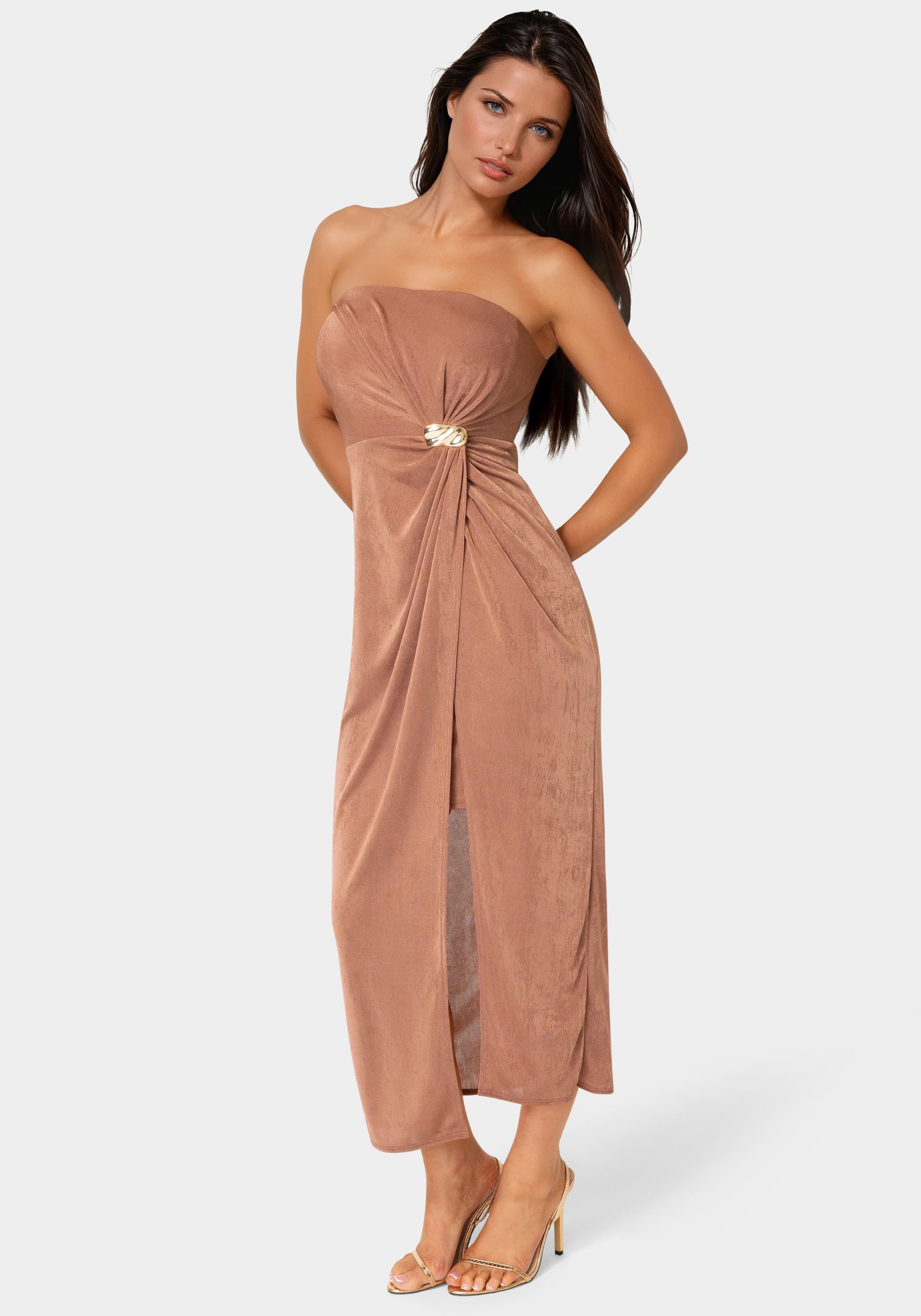 Strapless Twist Waist Maxi Dress