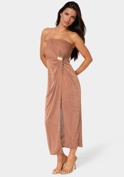 Strapless Twist Waist Maxi Dress