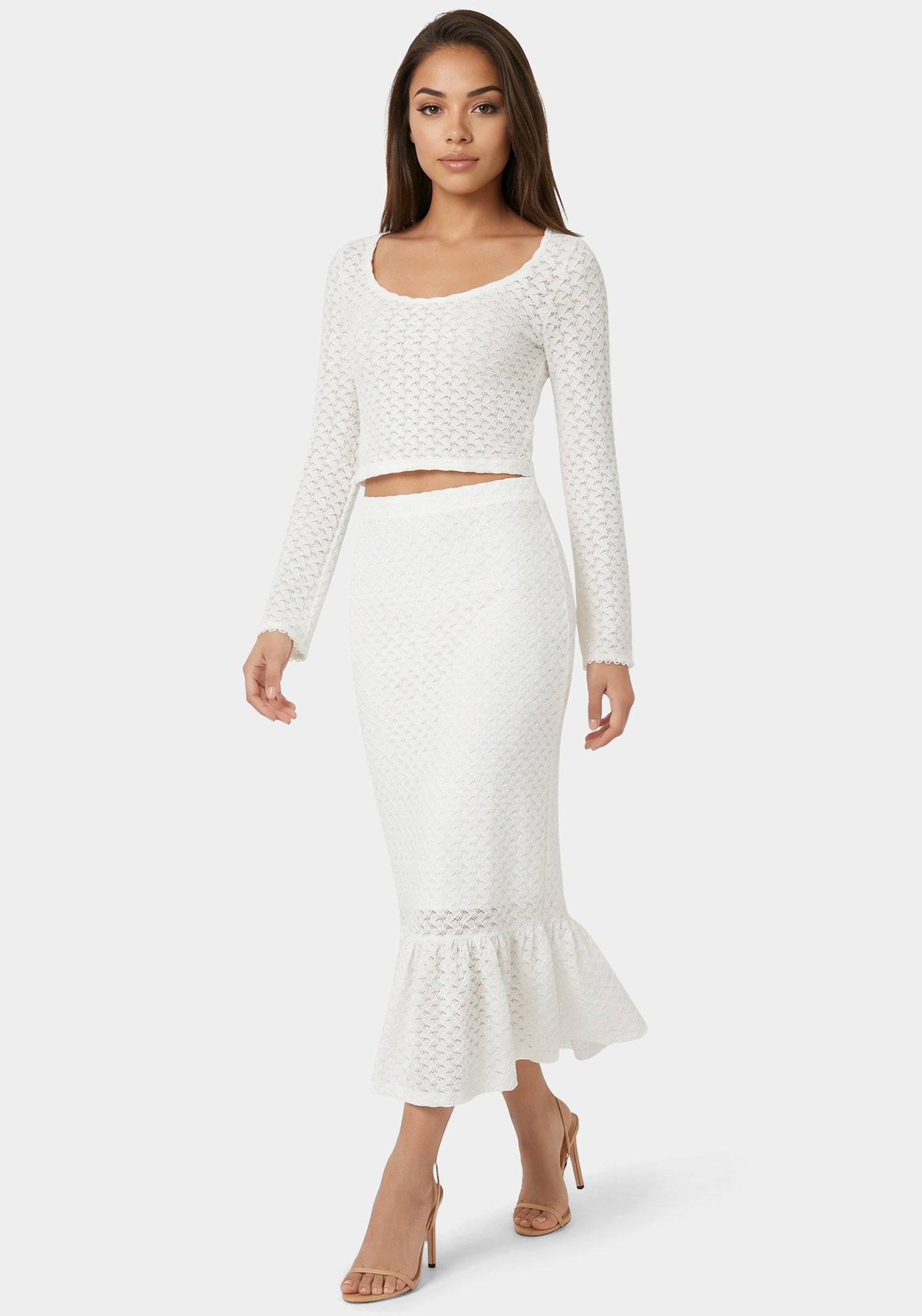 2-Piece Crochet Top Tiered Skirt Set