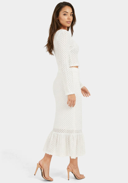2-Piece Crochet Top Tiered Skirt Set