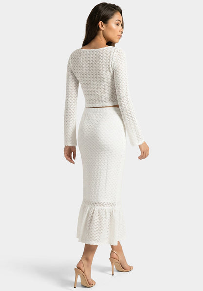 2-Piece Crochet Top Tiered Skirt Set