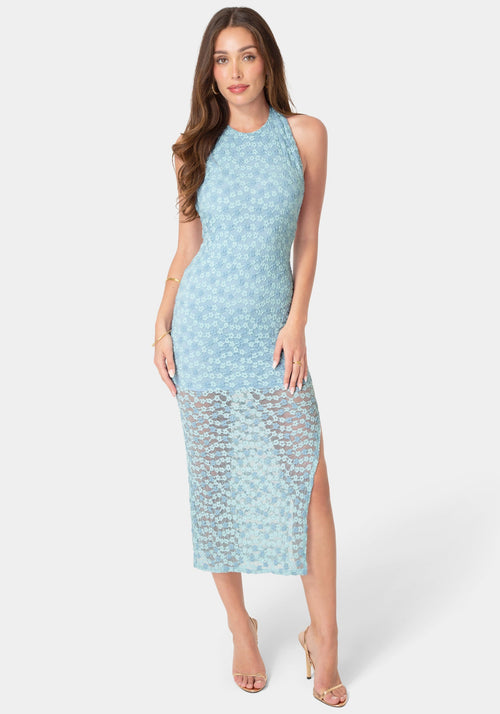 Daisy Lace High Neck Cowl Maxi Dress