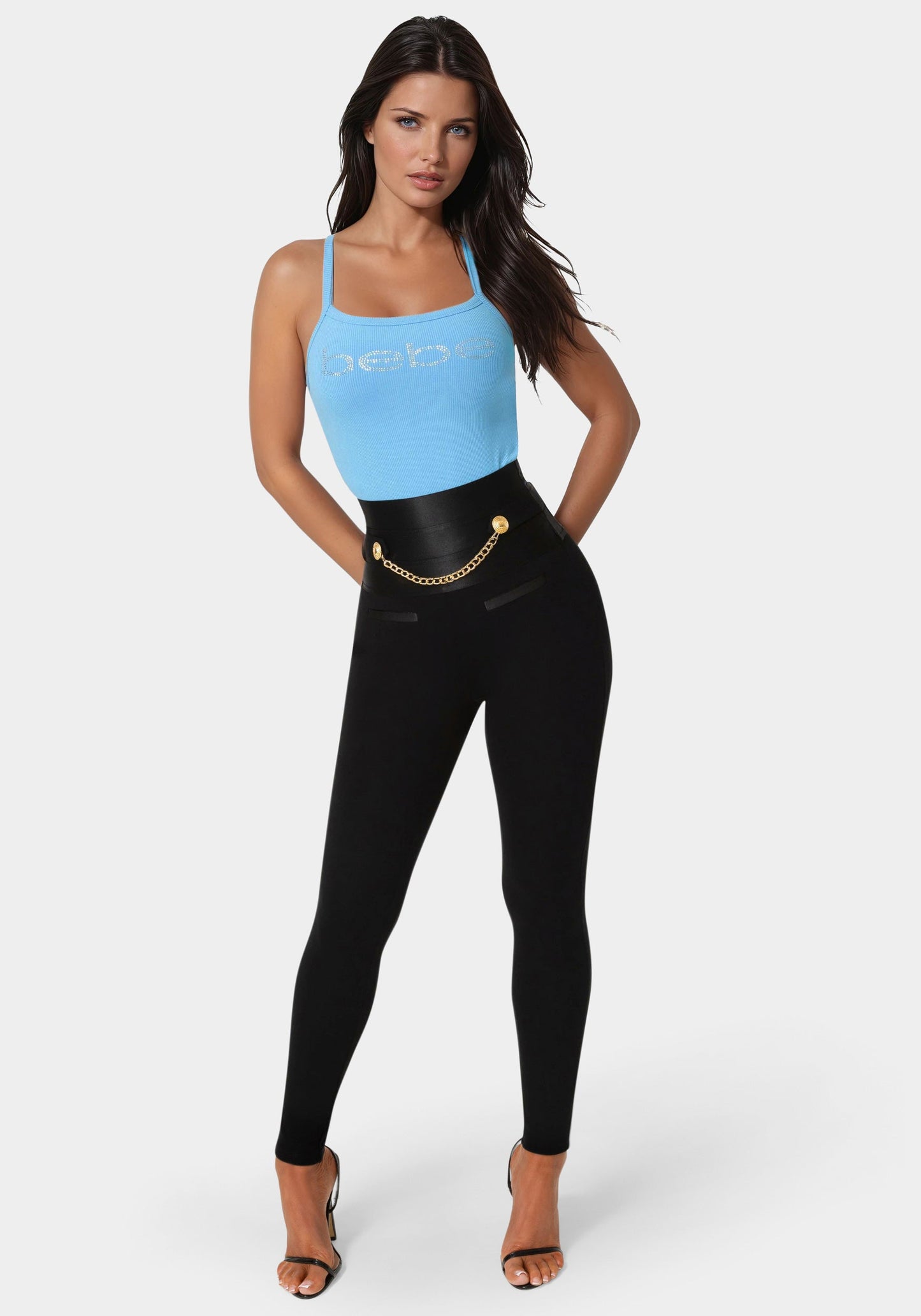 Satiny High Waist Gold Chain Legging