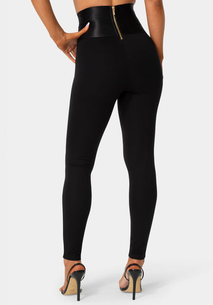 Satiny High Waist Gold Chain Legging