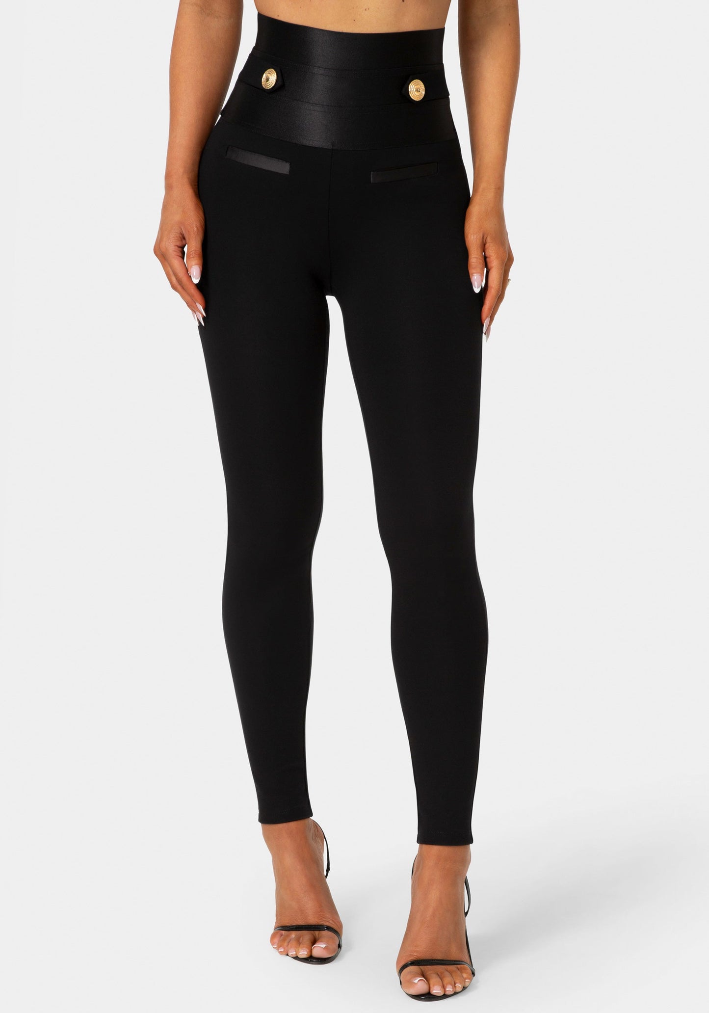 Satiny High Waist Gold Chain Legging