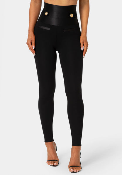Satiny High Waist Gold Chain Legging
