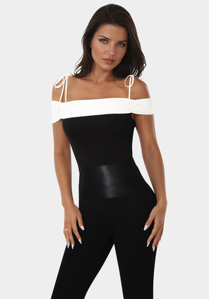 Off Shoulder Bow Tie Top