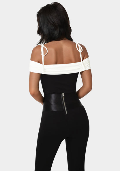 Off Shoulder Bow Tie Top