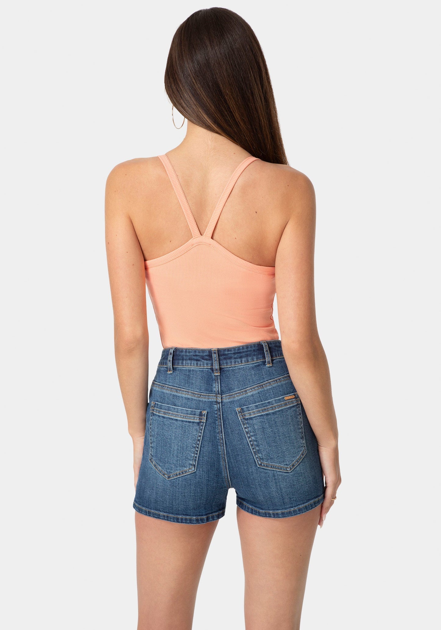 Bebe Logo Racer Back Rib Tank