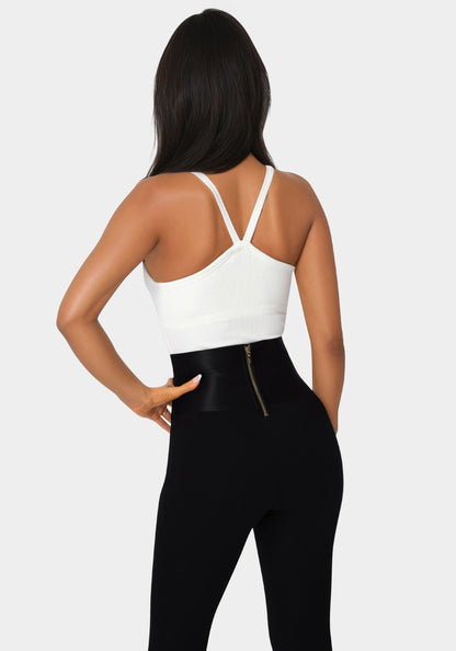 Bebe Logo Racer Back Rib Tank