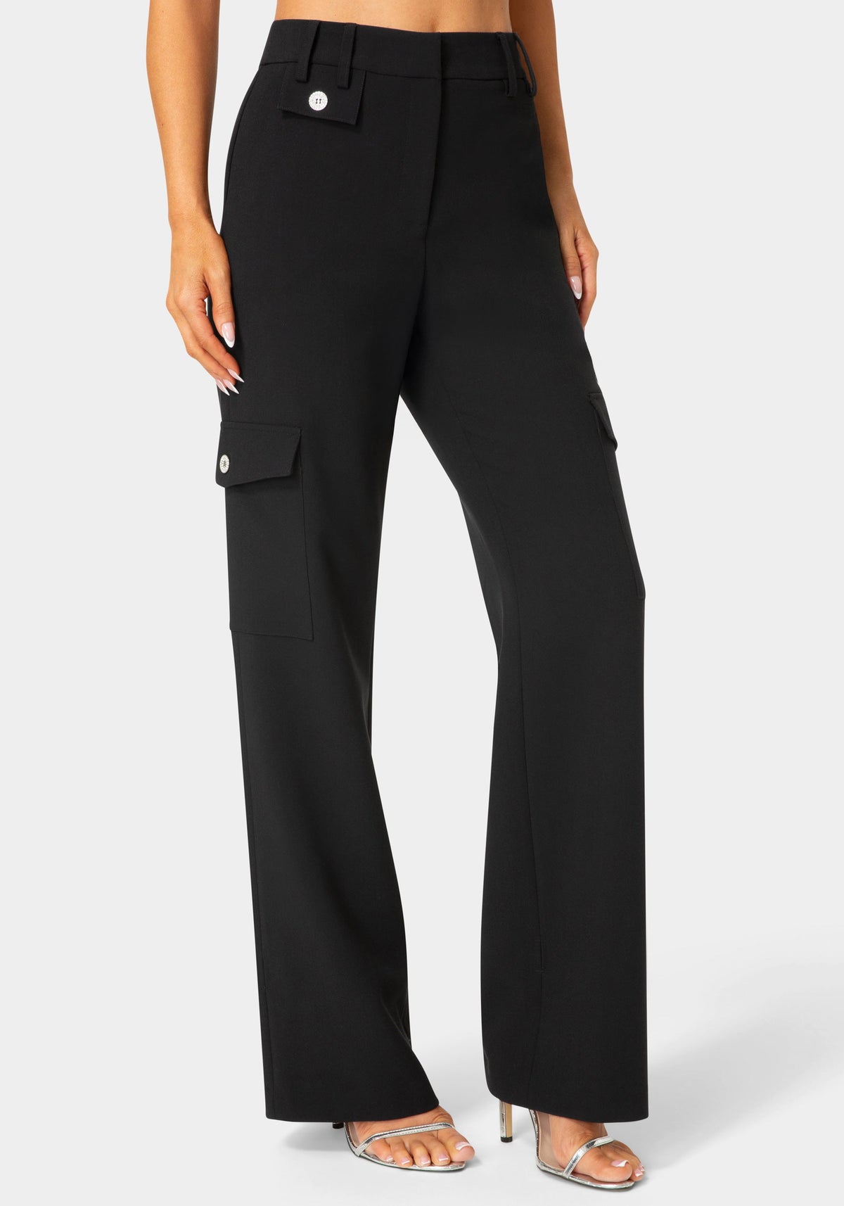 High Waist Tie Detail Cargo Jogger