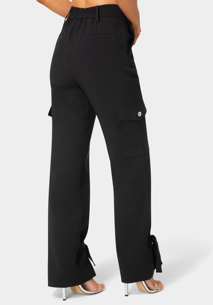 High Waist Tie Detail Cargo Jogger